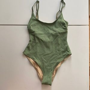 Zulu & Zephyr Signature Simple One piece Swimsuit - Tallow Green, US 6